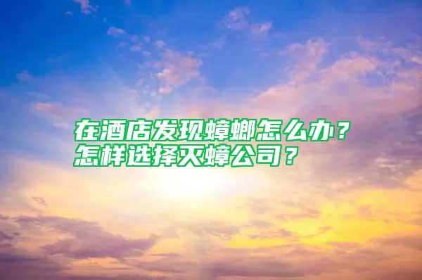 在酒店發現蟑螂怎么辦？怎樣選擇滅蟑公司？
